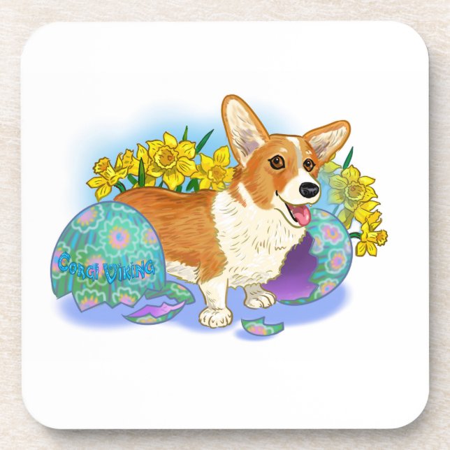 Cute Easter Corgi Coaster (Front)