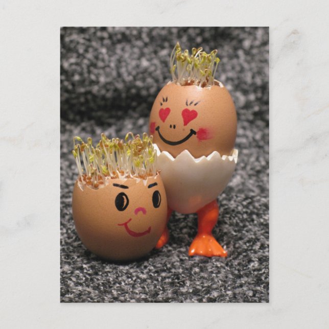 Cute Easter Couple- Eggs With Hair Holiday Postcard (Front)