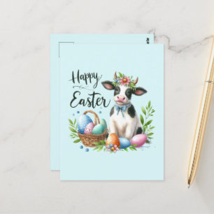 Cute Easter cow add text Postcard