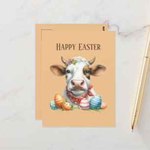 Cute Easter cow add text  Postcard