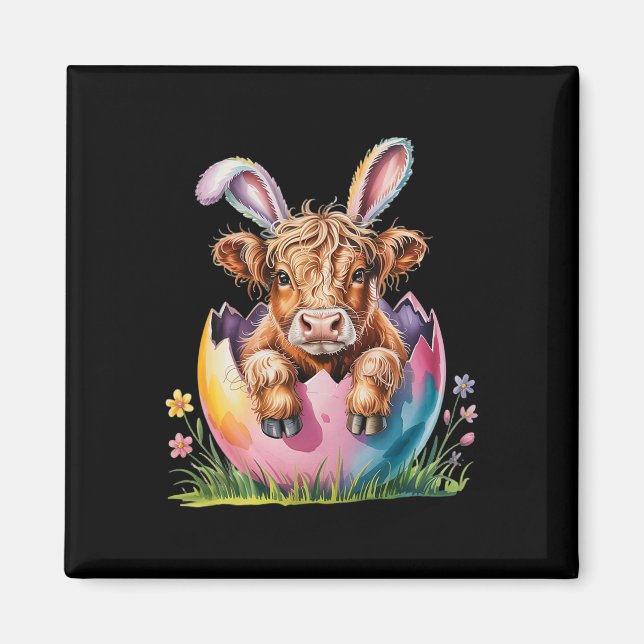 Cute Easter Cow Spring Egg Cows Lover Bunny Ears  Magnet (Front)