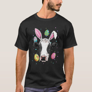 Cute Easter Cow With Bunny Ears Easter Eggs T-Shirt