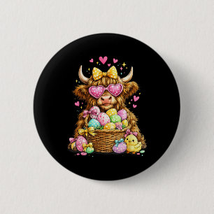 Cute Easter Cow With Eggs Bunny Farm  6 Cm Round Badge