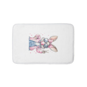 Cute Easter Day Bunny Blowing Bubble Rabbit Women Bath Mat