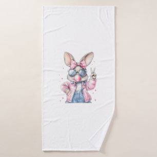Cute Easter Day Bunny Blowing Bubble Rabbit Women  Bath Towel