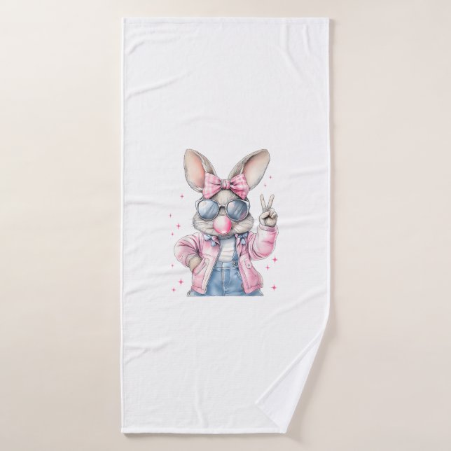 Cute Easter Day Bunny Blowing Bubble Rabbit Women  Bath Towel (Bath Towel)
