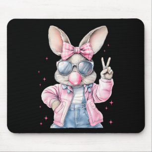 Cute Easter Day Bunny Blowing Bubble Rabbit Women  Mouse Pad