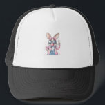 Cute Easter Day Bunny Blowing Bubble Rabbit Women  Trucker Hat<br><div class="desc">Cute Easter Day Bunny Blowing Bubble Rabbit Women Girls Kids T-Shirt</div>