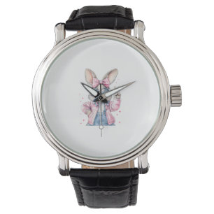 Cute Easter Day Bunny Blowing Bubble Rabbit Women  Watch