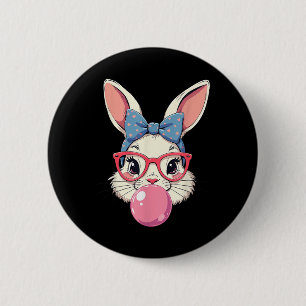 Cute Easter Day Bunny Face With Bandanna Heart Gle 6 Cm Round Badge