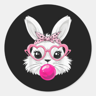 Cute Easter Day Bunny Face With Bandanna Heart Gle Classic Round Sticker