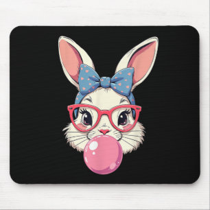 Cute Easter Day Bunny Face With Bandanna Heart Gle Mouse Pad
