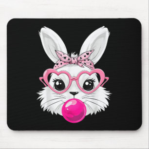 Cute Easter Day Bunny Face With Bandanna Heart Gle Mouse Pad