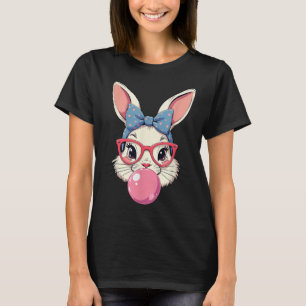 Cute Easter Day Bunny Face With Bandanna Heart Gle T-Shirt