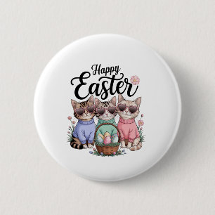 Cute Easter Day Cat Bunny Ears Eggs Graphic Men Wo 6 Cm Round Badge