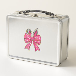 Cute Easter Day Coquette Bow Bunny Rabbit Womens G Metal Lunch Box