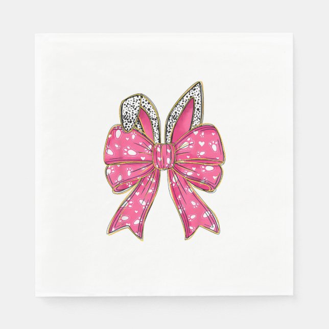 Cute Easter Day Coquette Bow Bunny Rabbit Womens G Napkin (Front)