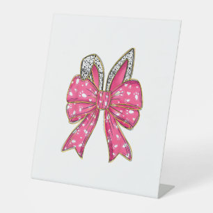 Cute Easter Day Coquette Bow Bunny Rabbit Womens G Pedestal Sign
