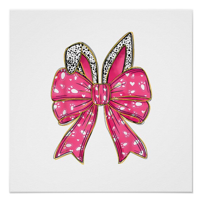 Cute Easter Day Coquette Bow Bunny Rabbit Womens G Poster (Front)