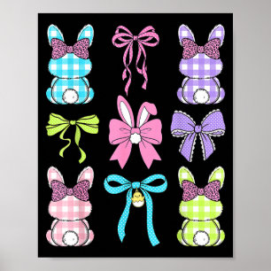 Cute Easter Day Coquette Bow Rabbit Easter Bunny Poster