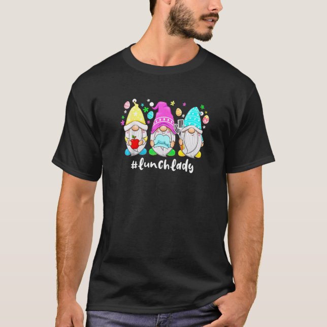 Cute Easter Day Gnome Love Lunch Lady T-Shirt (Front)