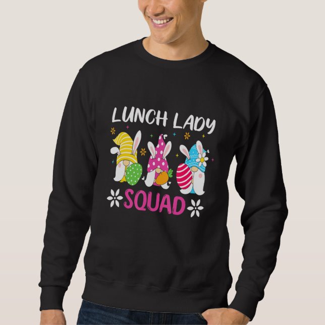Cute Easter Day Gnome Love Lunch Lady Women Matchi Sweatshirt (Front)