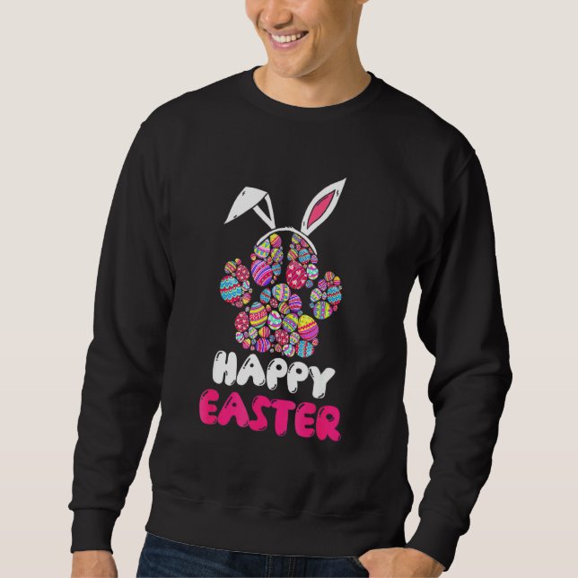 Cute Easter Day Paw Bunny Dog Cat Mum Dad Pet 1 Sweatshirt (Front)