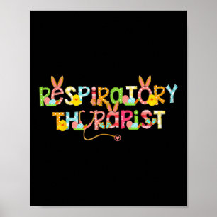 Cute Easter Day Respiratory Therapist Rt Bunny Ear Poster