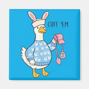 Cute Easter Duck Nurse Wearing Bunny Hat Funny Magnet