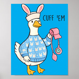 Cute Easter Duck Nurse Wearing Bunny Hat Funny Poster