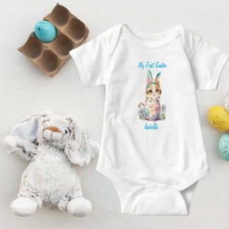 Cute Easter Egg Bunny Boys - Girls Customisable   Baby Bodysuit