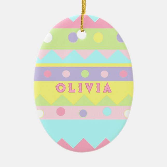 Cute Easter Egg Ceramic Ornament (Front)