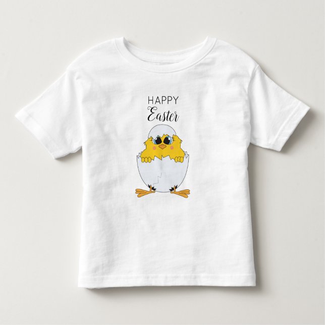 Cute Easter Egg & Chick Happy Easter  Toddler T-Shirt (Front)
