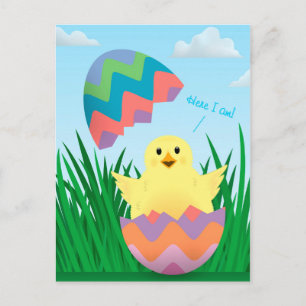Cute Easter Egg Chick Hatch Postcard
