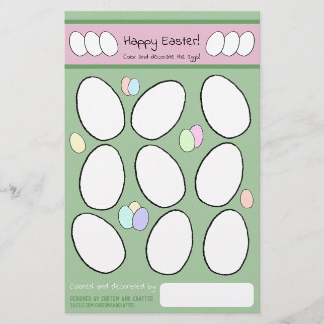 Cute Easter Egg Colouring Page Decorating Activity (Front)