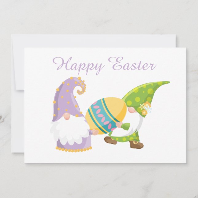 Cute Easter egg gnomes Holiday Card (Front)