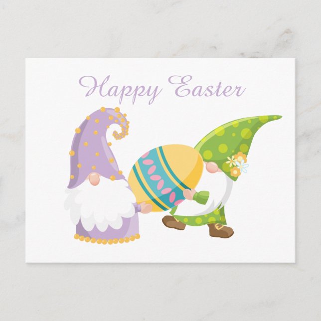 Cute Easter egg gnomes Holiday Postcard (Front)