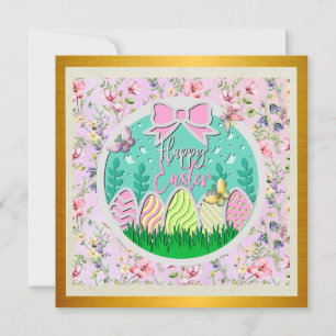 Cute Easter Egg Hunt and Colourful Butterflies Invitation