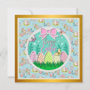 Cute Easter Egg Hunt and Colourful Butterflies Invitation
