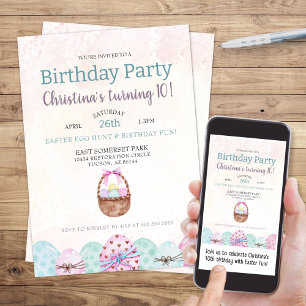 Cute Easter Egg Hunt Birthday Party Invitation