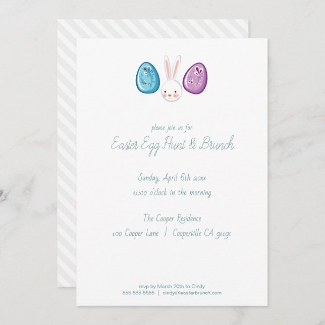 Cute Easter Egg Hunt & Brunch Invitation (Front/Back)