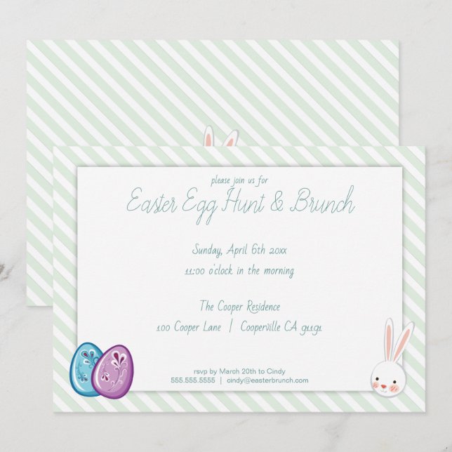 Cute Easter Egg Hunt & Brunch Invitation (Front/Back)