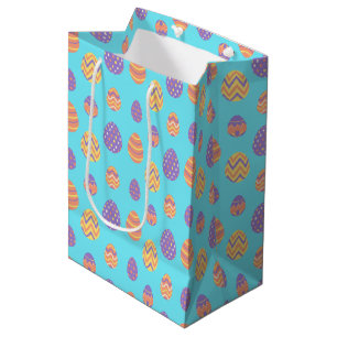 Cute Easter Egg Pattern Colourful Spring Blue Medium Gift Bag