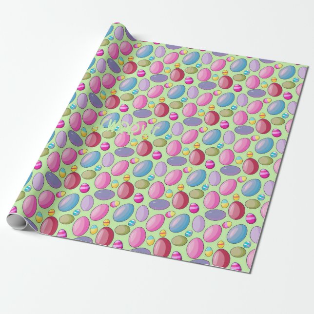 Cute Easter Egg Pattern Mint Green Wrapping Paper (Unrolled)