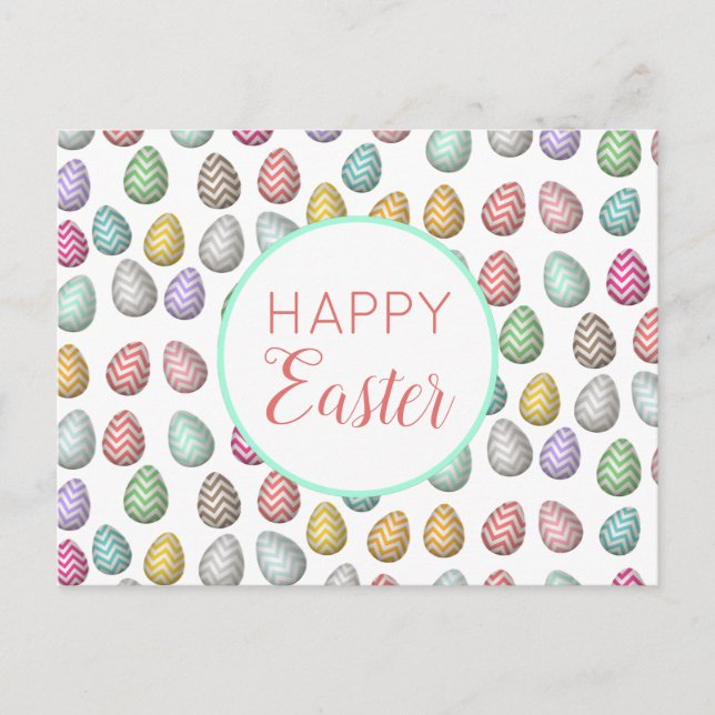 Cute Easter Egg Pattern Pastel Colours  Holiday Postcard (Front)