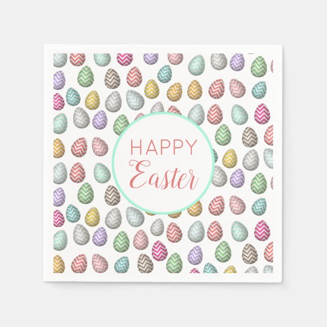 Cute Easter Egg Pattern Pastel Colours Napkin (Front)