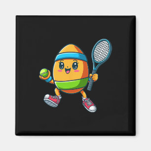 Cute Easter Egg Tennis Player Design Cartoon Magnet