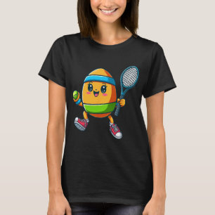 Cute Easter Egg Tennis Player Design Cartoon  T-Shirt