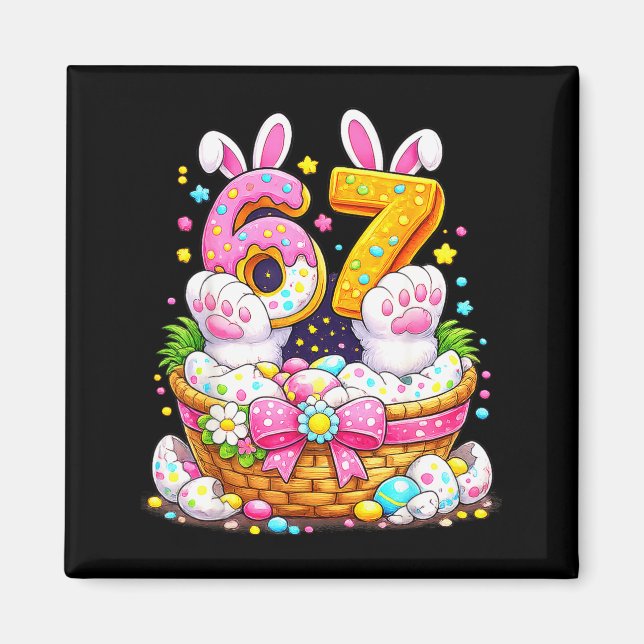 Cute Easter Eggs 67 Bunny Ears Candy Six Seven 6 7 Magnet (Front)