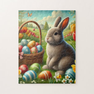 Cute Easter Eggs aand Bunny Rabbit Puzzle